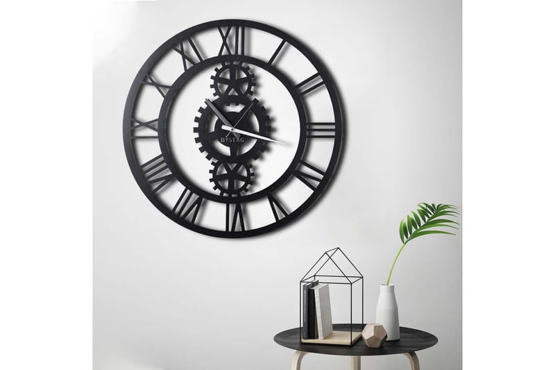 Dekorativ Metallveggklokke - Svart - Interiør - Veggdekorasjon - Klokker