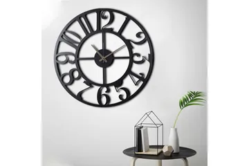 Dekorativ Metallveggklokke - Svart - Interiør - Veggdekorasjon - Klokker