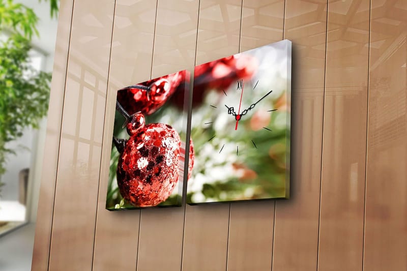 Dekorativ Veggklokke 2-Deler 28x38 cm, Flerfarget