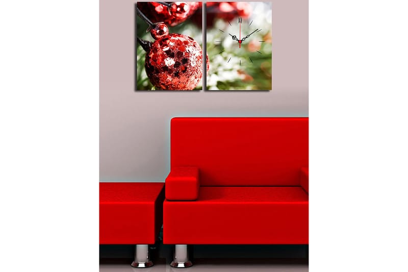 Dekorativ Veggklokke 2-Deler 28x38 cm - Flerfarget - Interiør - Veggdekorasjon - Klokker