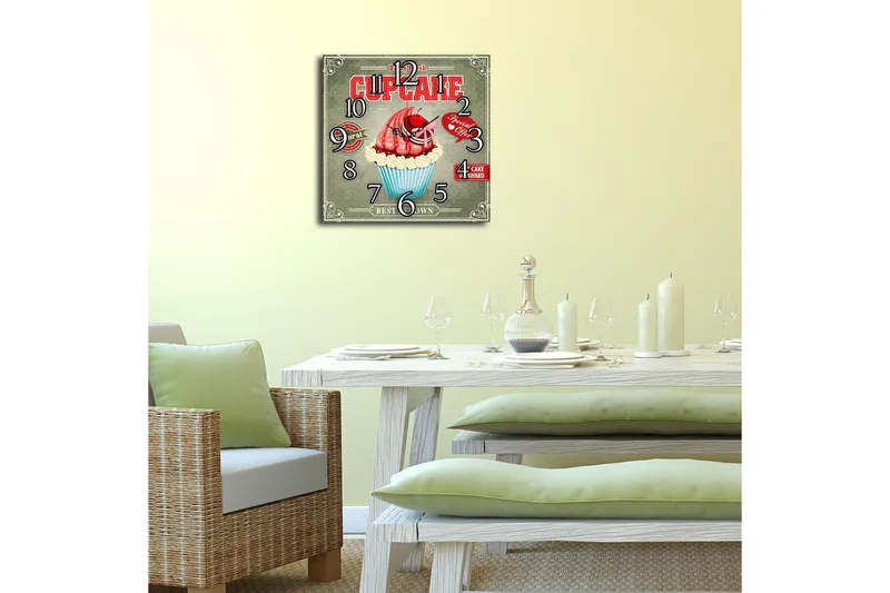 Diyadin Dekorklokke 40x40 cm Kitchen - Flerfarget - Interiør - Veggdekorasjon - Klokker