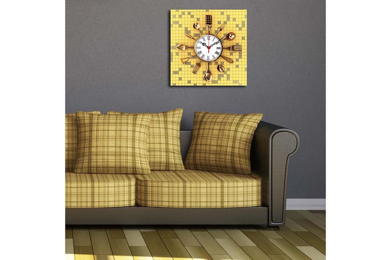 Diyadin Dekorklokke 40x40 cm Kitchen - Flerfarget - Interiør - Veggdekorasjon - Klokker