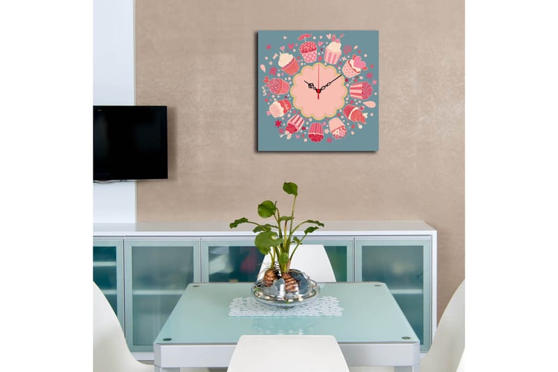 Diyadin Dekorklokke 40x40 cm Kitchen - Flerfarget - Interiør - Veggdekorasjon - Klokker