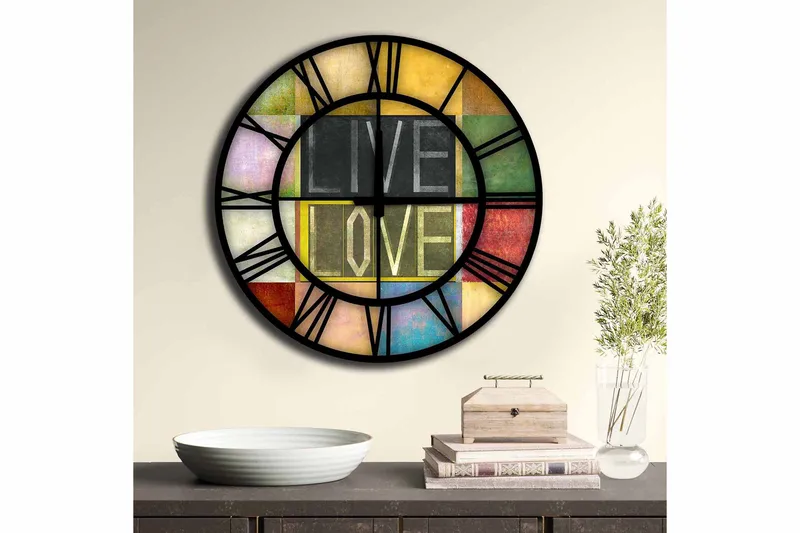 Diyadin Dekorklokke 50 cm Rund - Flerfarget - Interiør - Veggdekorasjon - Klokker