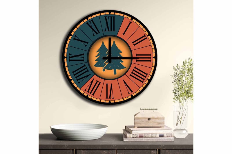 Diyadin Dekorklokke 50 cm Rund Floral - Flerfarget - Interiør - Veggdekorasjon - Klokker