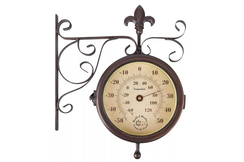 Esschert Design Stasjonsklokke med termometer - Klokker - Dekorasjon & innredningsdetaljer
