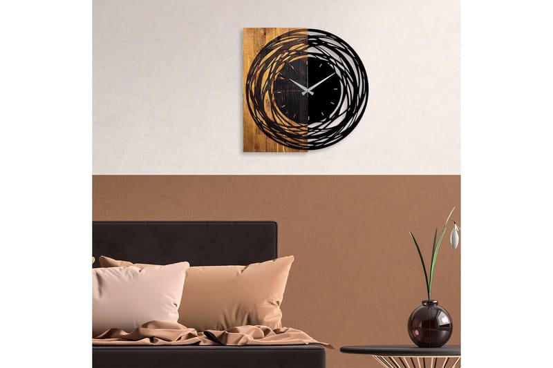 Musemolen Veggklokke Abstrakt - Svart|Lys Valnøtt - Interiør - Veggdekorasjon - Klokker