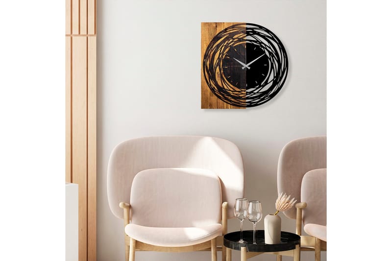 Musemolen Veggklokke Abstrakt - Svart|Lys Valnøtt - Interiør - Veggdekorasjon - Klokker