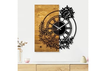 Musemolen Veggklokke Blomster - Svart|Valnøtt - Interiør - Veggdekorasjon - Klokker