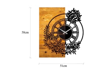 Musemolen Veggklokke Blomster - Svart|Valnøtt - Interiør - Veggdekorasjon - Klokker