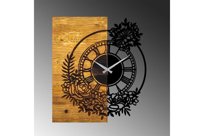 Musemolen Veggklokke Blomster - Svart|Valnøtt - Interiør - Veggdekorasjon - Klokker