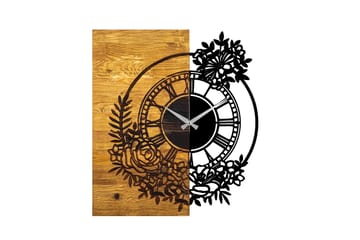 Musemolen Veggklokke Blomster - Svart|Valnøtt - Interiør - Veggdekorasjon - Klokker