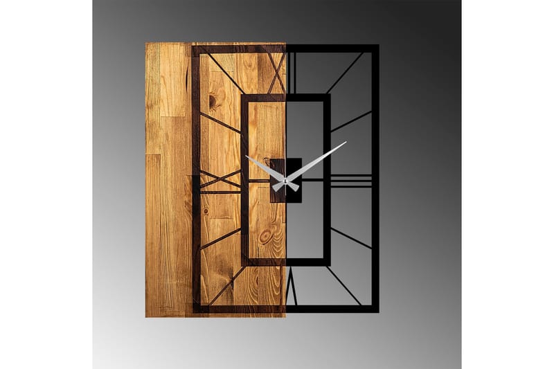 Musemolen Veggklokke Firekantete - Svart|Lys Valnøtt - Interiør - Veggdekorasjon - Klokker