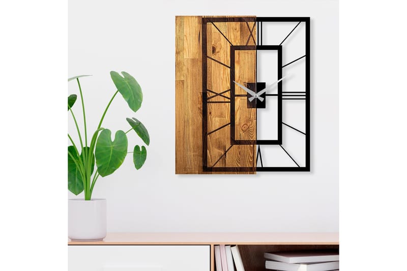 Musemolen Veggklokke Firekantete - Svart|Lys Valnøtt - Interiør - Veggdekorasjon - Klokker
