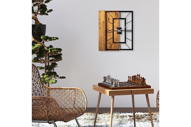 Musemolen Veggklokke Firekantete - Svart|Lys Valnøtt - Interiør - Veggdekorasjon - Klokker