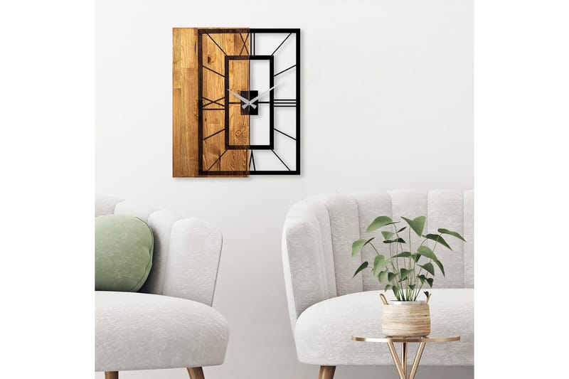 Musemolen Veggklokke Firekantete - Svart|Lys Valnøtt - Interiør - Veggdekorasjon - Klokker