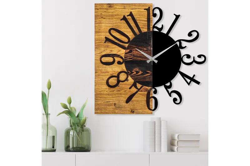 Musemolen Veggklokke - Svart|Valnøtt - Interiør - Veggdekorasjon - Klokker