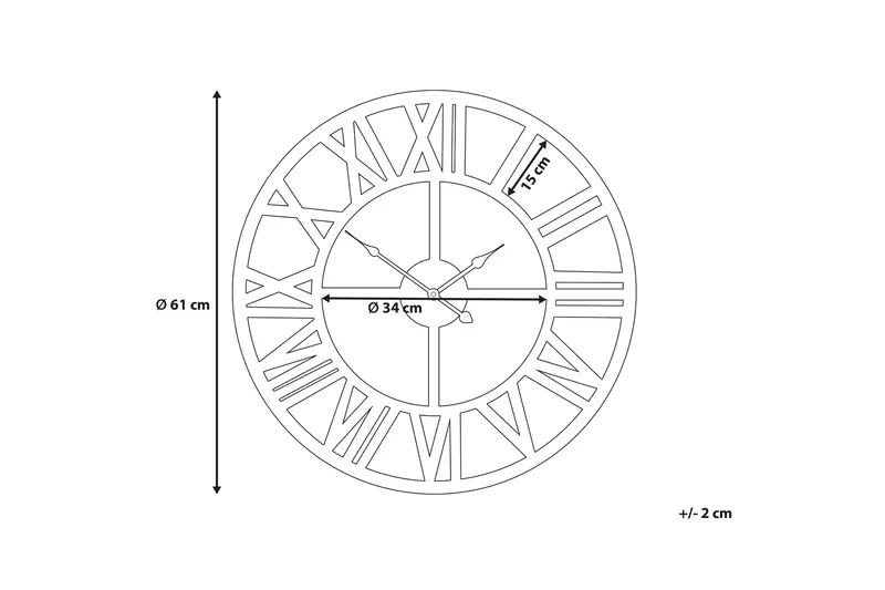 Nottwil Veggklokke 61 cm - Gull - Interiør - Veggdekorasjon - Klokker