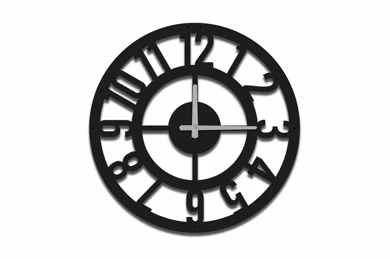 Shentala Veggklokke 49x49 cm, Metall/Svart