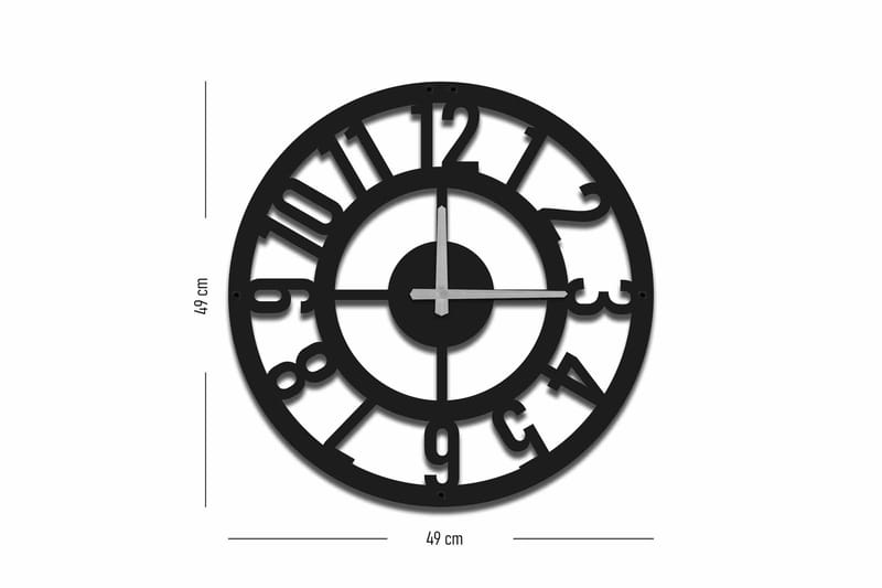 Shentala Veggklokke 49x49 cm - Metall/Svart - Interiør - Veggdekorasjon - Klokker