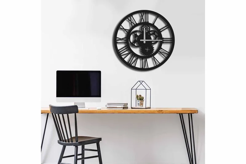 Shentala Veggklokke 49x49 cm - Metall/Svart - Interiør - Veggdekorasjon - Klokker