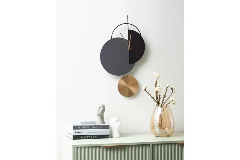 Väggklocka Beliani Nendaz Graphite grey||GOLD||Black - Interiør - Veggdekorasjon - Klokker - Urverk til veggklokke