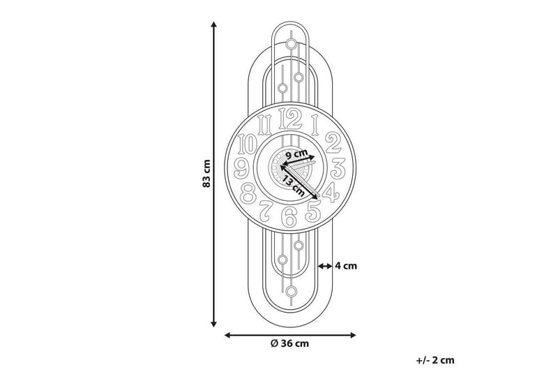 Väggklocka Beliani Nobelium GOLD||Black||Light colored wood - Interiør - Veggdekorasjon - Klokker - Urverk til veggklokke