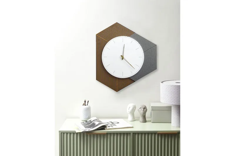 Väggklocka Beliani Sailon White||Light Orange||Light grey - Interiør - Veggdekorasjon - Klokker - Urverk til veggklokke