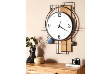Väggklocka Beliani Tavel Multicolored||Black||White||Light colored wood - Interiør - Veggdekorasjon - Klokker - Urverk til veggklokke