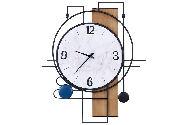 Väggklocka Beliani Tavel Multicolored||Black||White||Light colored wood