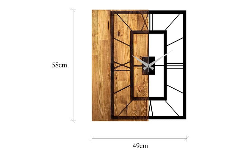 Veggklokke Draai Fyrkantig - Svart|Lys Valnøtt - Klokker