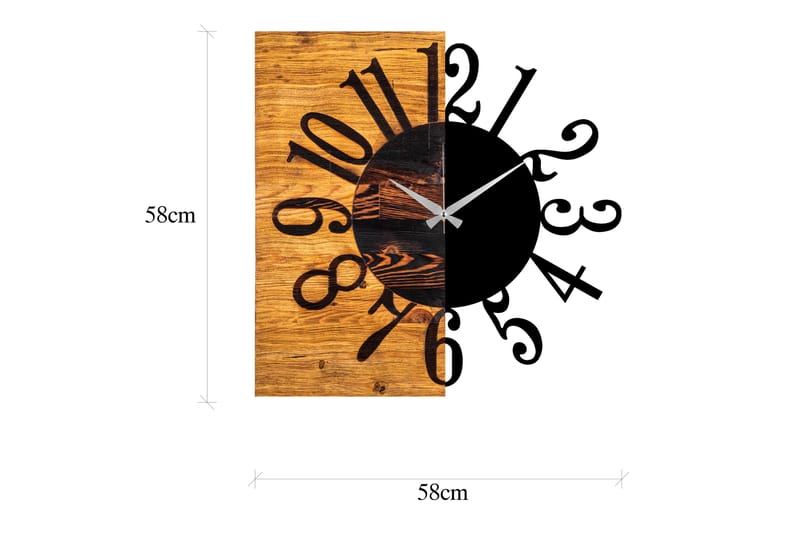 Veggklokke Draai - Svart|Valnøtt - Klokker