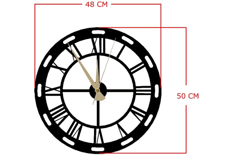 Veggklokke Igarka 48x50 cm - Metall/Svart - Interiør - Veggdekorasjon - Klokker
