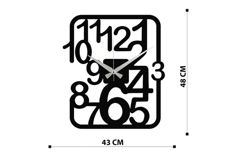 Veggklokke Kwadik Fyrkantig - Svart - Klokker
