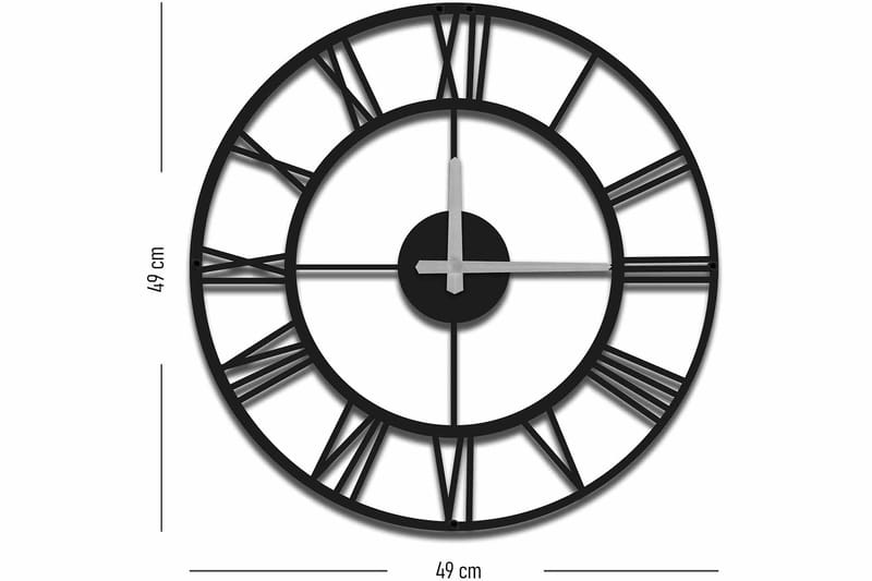 Veggklokke Mokshan 49x49 cm - Metall/Svart - Interiør - Veggdekorasjon - Klokker