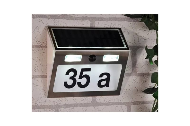 HI Soldrevet opplyst husnummer LED sølv - Silver - Fasaddekor - Husnummerskilt