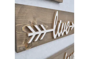 Veggdekorasjon Arthur Love Live Laugh' - Brun - Interiør - Veggdekorasjon - Skilt - Dørskilt