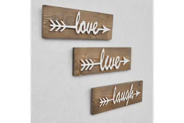 Veggdekorasjon Arthur Love Live Laugh' - Brun - Interiør - Veggdekorasjon - Skilt - Dørskilt