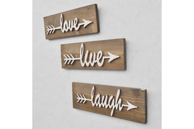 Veggdekorasjon Arthur Love Live Laugh' - Brun - Interiør - Veggdekorasjon - Skilt - Dørskilt