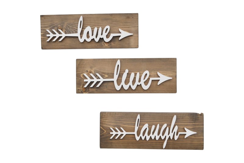 Veggdekorasjon Arthur Love Live Laugh' - Metallskilt