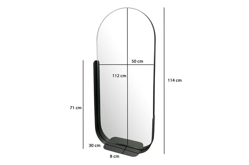 Speil Wohnling Asymmetrisk metallramme oval 90 cm - Interiør - Veggdekorasjon - Dekorativ plast