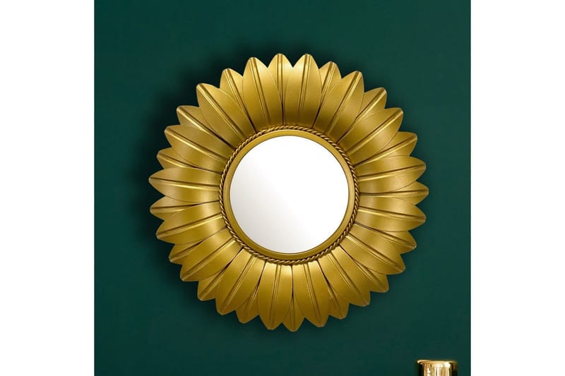 Speil Wohnling Blomst Stil Metallramme Rund 60 cm - Interiør - Veggdekorasjon - Dekorativ plast