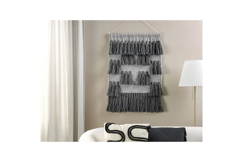 Väggdekoration i tyg Beliani Jiwa Graphite grey - Interiør - Maleri & posters - Lerretsbilder