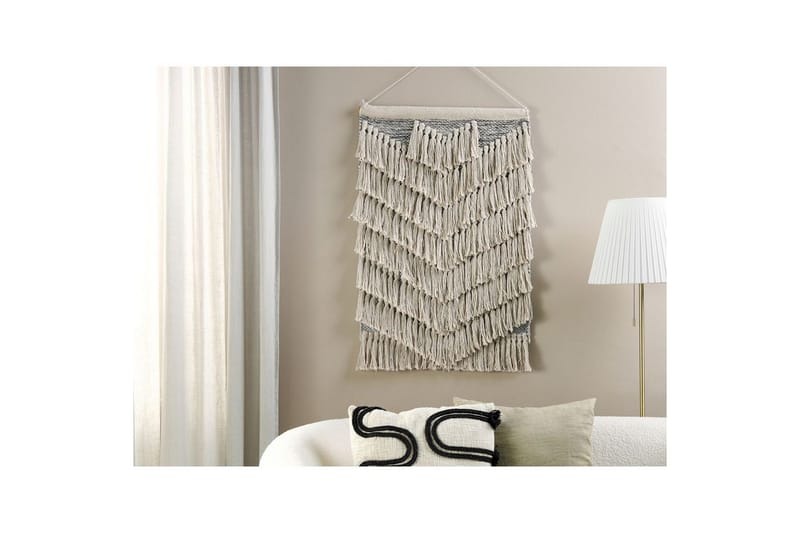 Väggdekoration i tyg Beliani Kotra Beige||Graphite grey - Interiør - Maleri & posters - Lerretsbilder