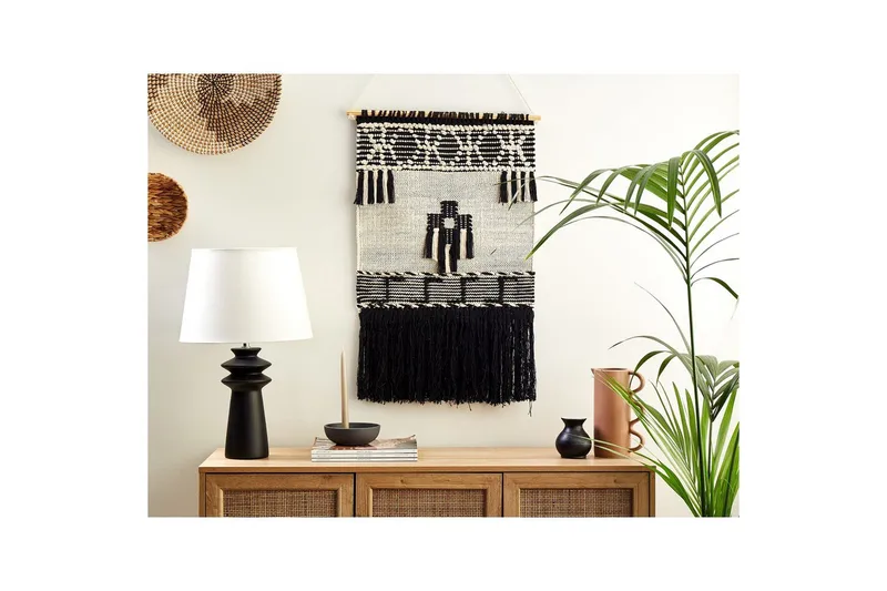 Väggdekoration i tyg Beliani Larkana Beige||Black - Interiør - Maleri & posters - Lerretsbilder