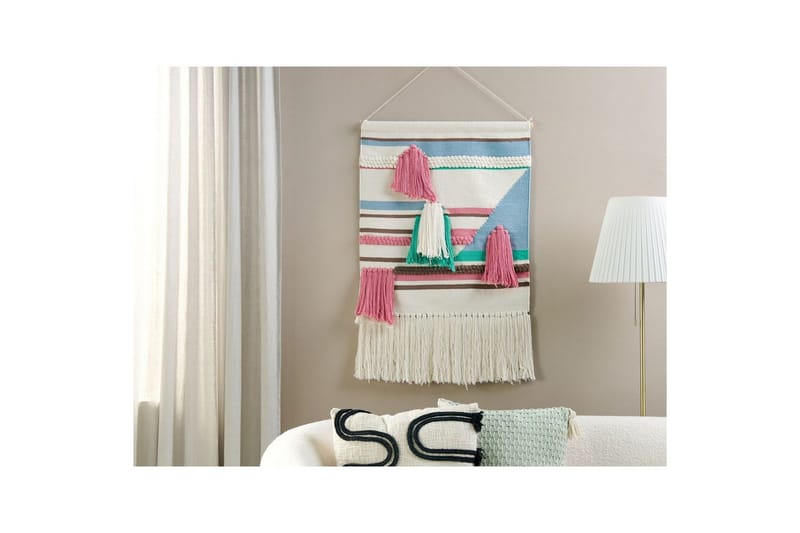 Väggdekoration i tyg Beliani Moola Beige||Pink||blue||Brown||Green - Interiør - Maleri & posters - Lerretsbilder