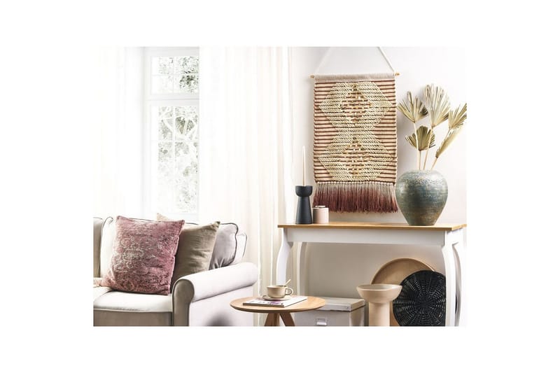 Väggdekoration i tyg Beliani Sabo Beige||Red||GOLD - Interiør - Maleri & posters - Lerretsbilder