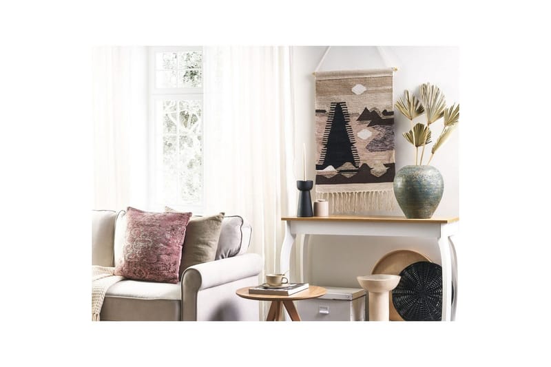 Väggdekoration i tyg Beliani Sangar Black||Beige||Brown||Pink||White - Interiør - Maleri & posters - Lerretsbilder
