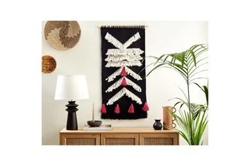 Väggdekoration i tyg Beliani Pakpattan Black||White||Hot Pink - Interiør - Maleri & posters - Lerretsbilder