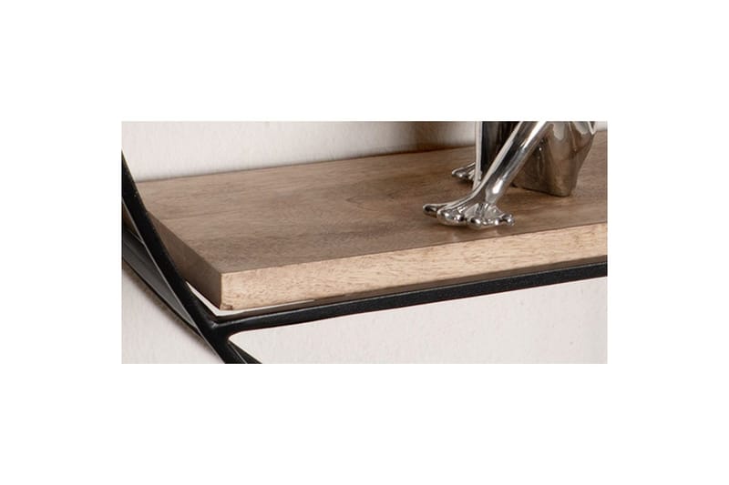 Vegghylle Wohnling Rundt heltre med metallramme veggmontert industrielt - Oppbevaring - Hylle - Vegghylle